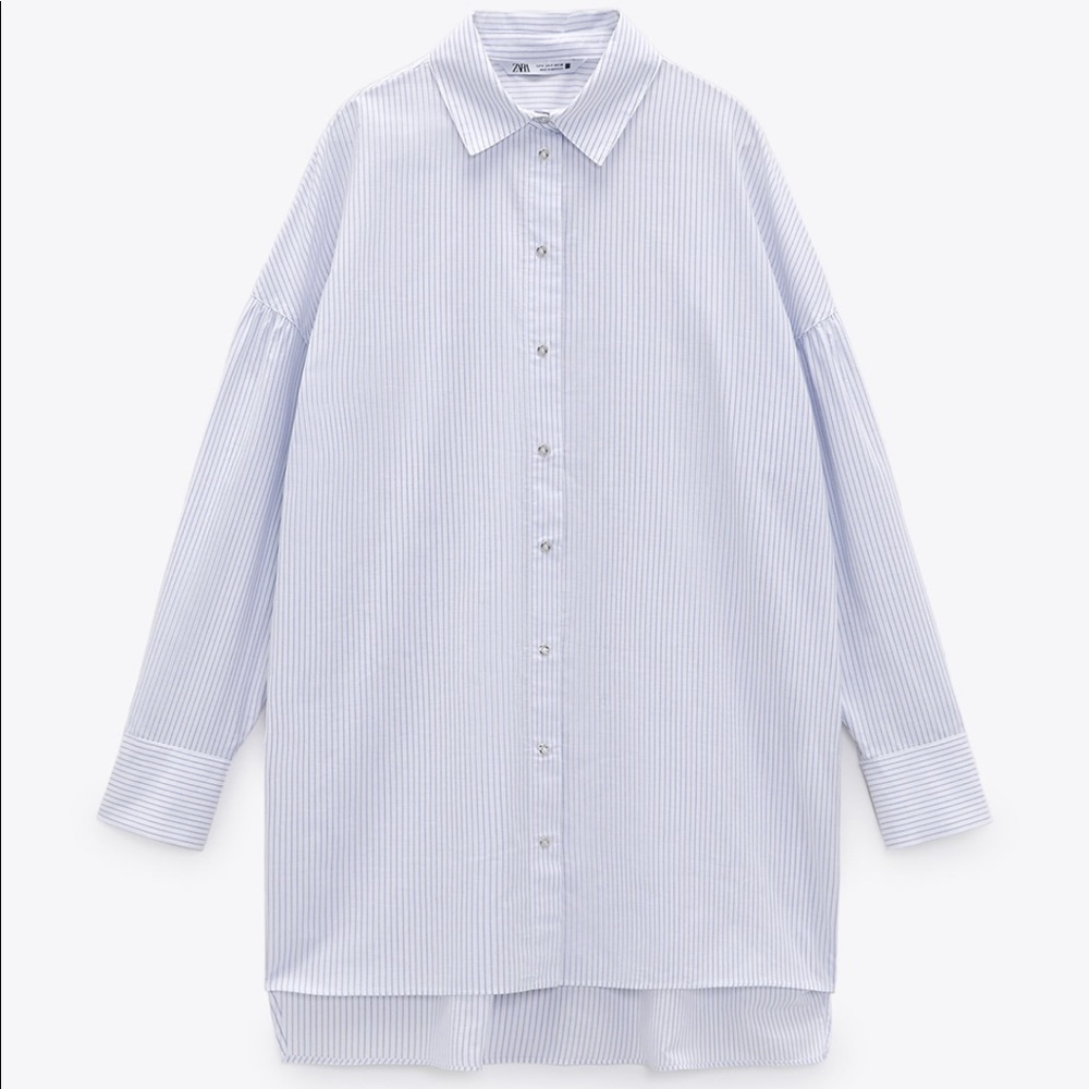 Blue & white oversized poplin shirt